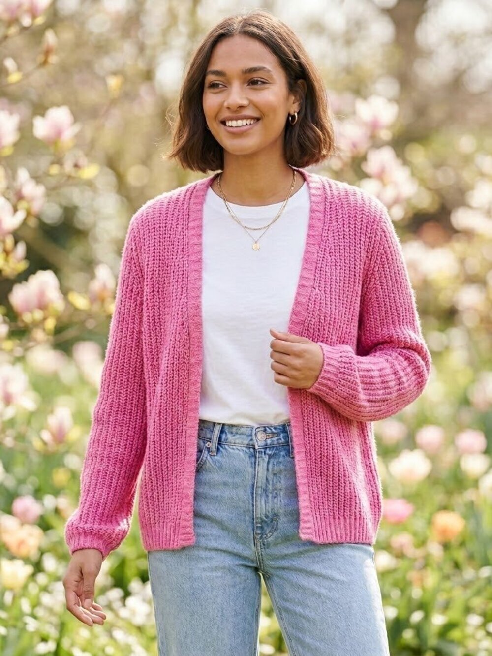 WYSE London Pink wool open front Cardigan Small
